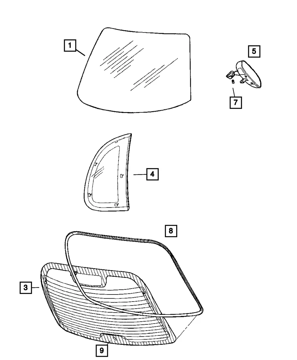 Shipping Assembly - 10 Lite Glass Windshield Package - Mopar (05027912AD)