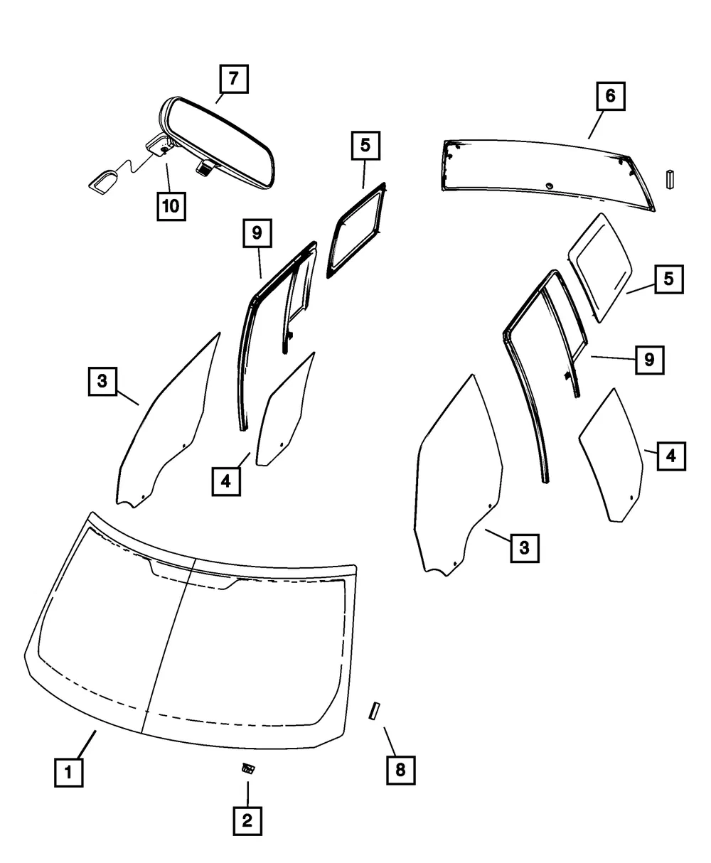 Shipping Assembly - 30 Lite Glass Windshield - Mopar (05160173AE)