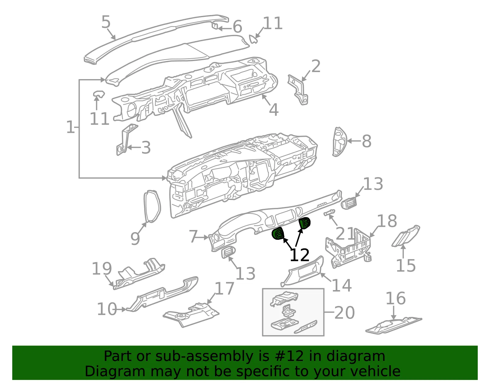 DEFLECTOR I P CTR AIR OTLT - GM (10279496) - view 2