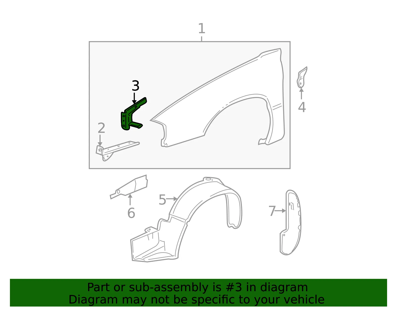 Fender Front Bracket - Driver's Side (LH) - GM (10288607) - view 4