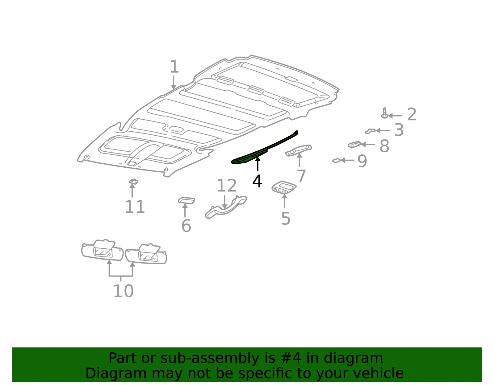 MOLDING ASM HDLNG T PNL RH - GM (10300983) - view 2