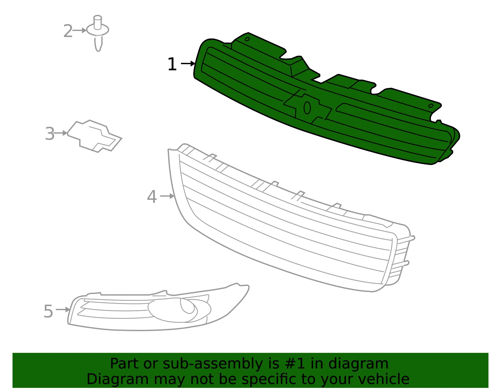 Front Upper Grille - GM (10333709) - view 4