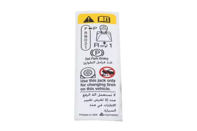Jack Usage Information and Warning Label - GM (10374200)