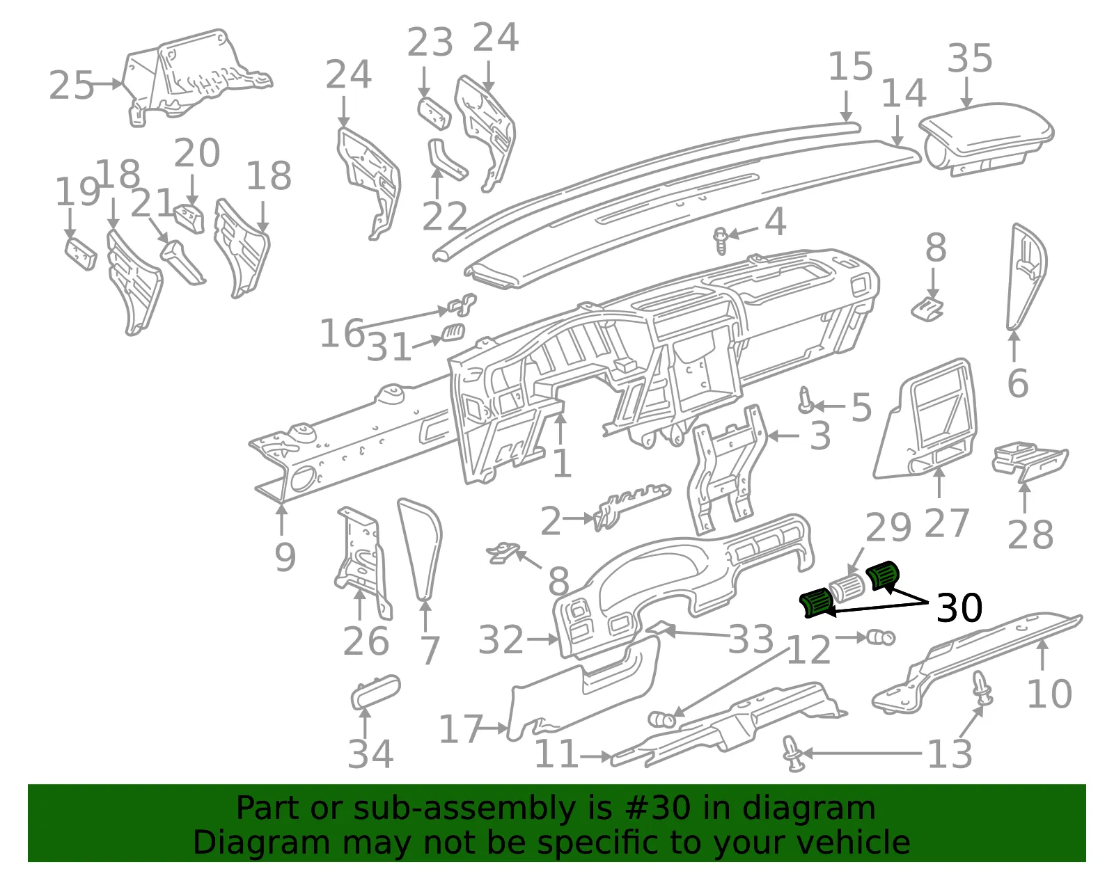 Deflector Assembly I/P Outer Air - GM (10420119) - view 2