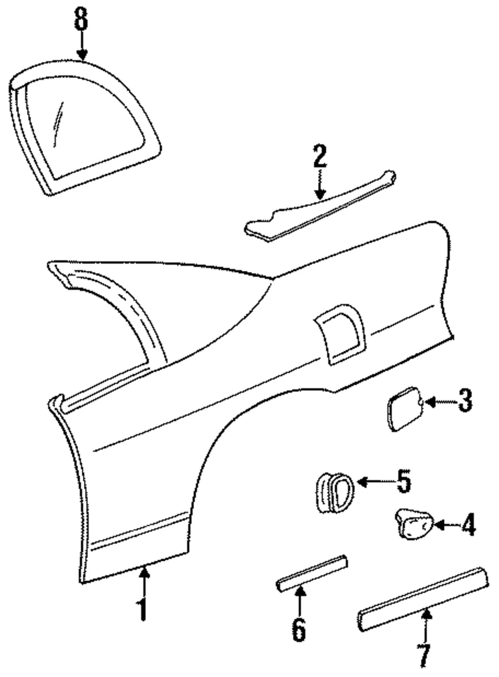 Molding Q/Panel Upper Rh - GM (12491265)