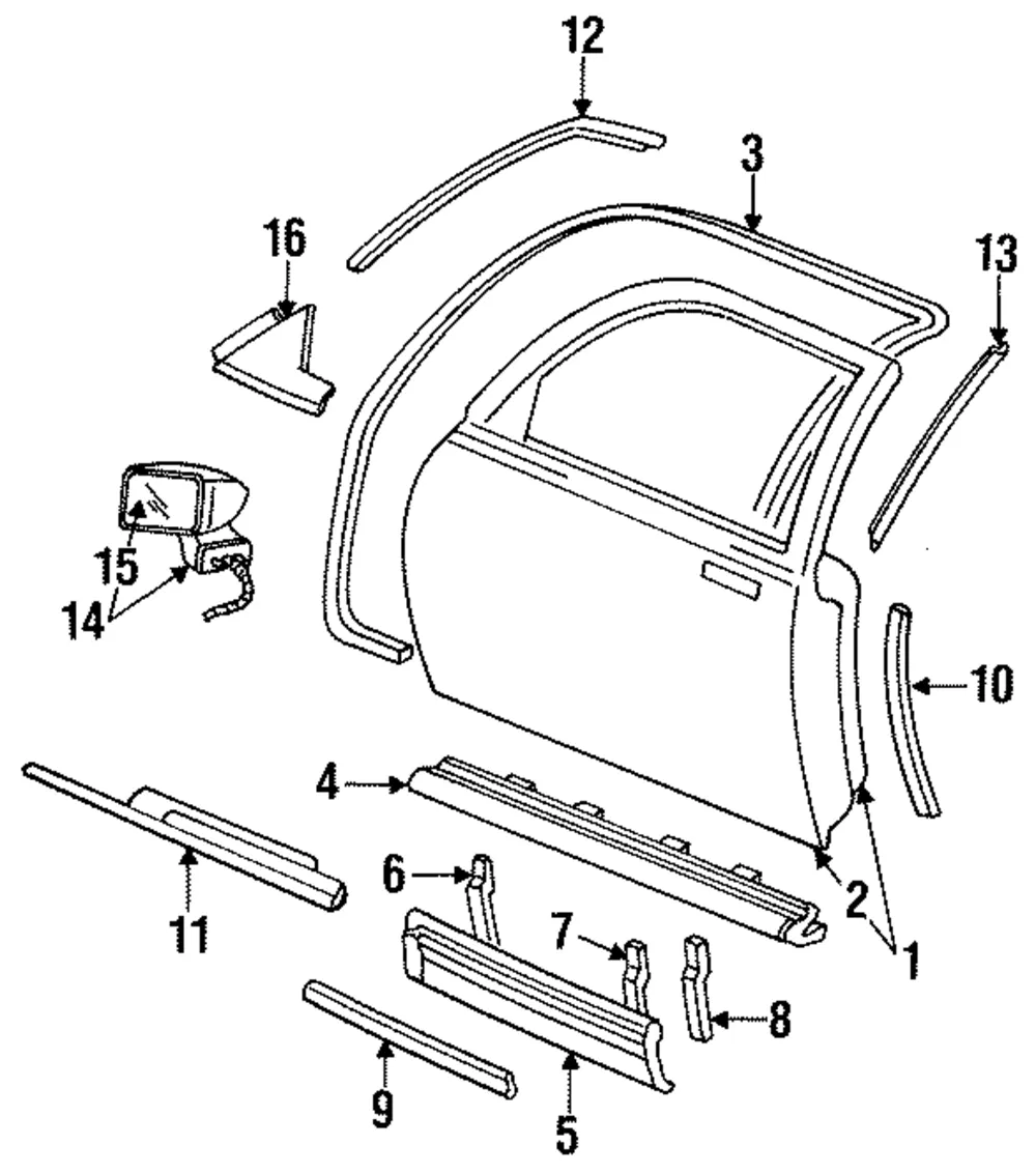 Mirror Kit O/S Rear View Gls - GM (12524668)