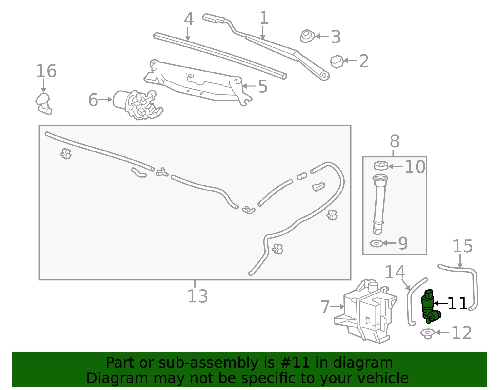 Windshield Washer Pump - GM (13250357) - view 10