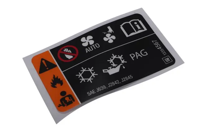 Air Conditioning Refrigerant and Fan Blade Warning Label - GM (13354567)