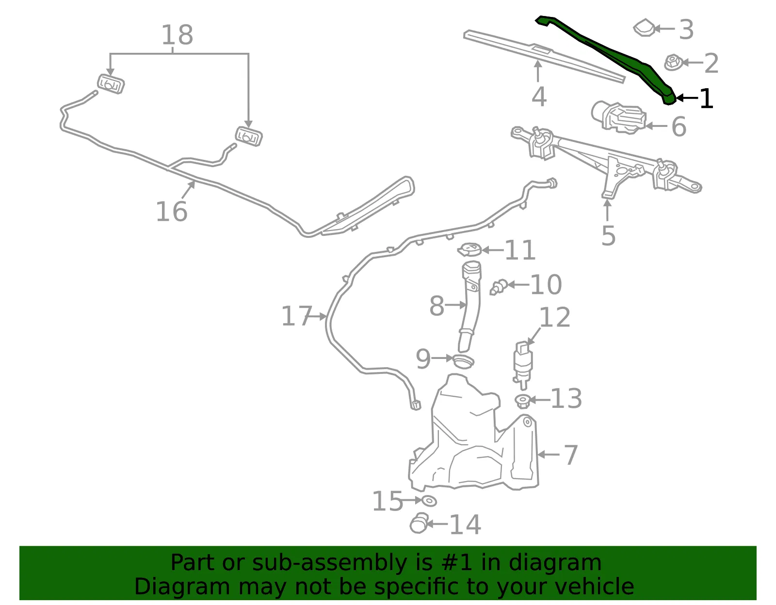 Driver Side Windshield Wiper Arm - GM (13471434) - view 4