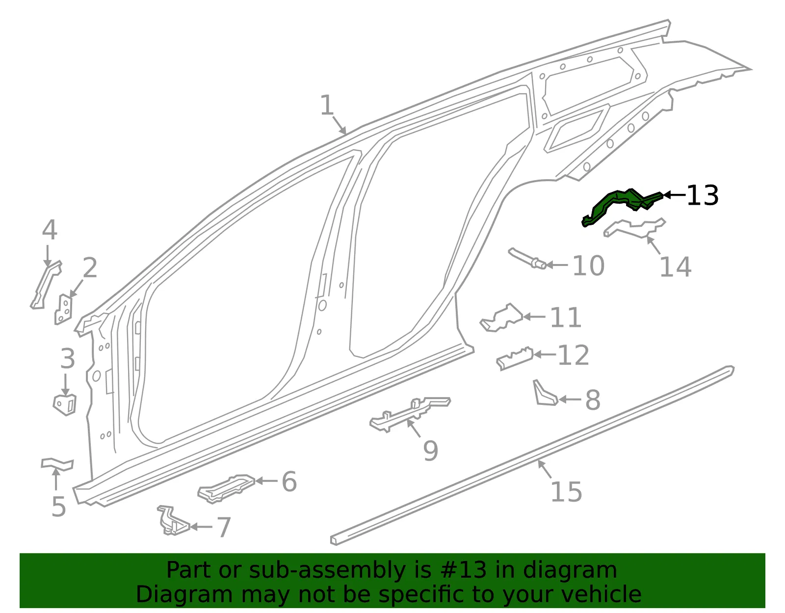 Driver Side Quarter Upper Panel Baffle - GM (13487402) - view 4