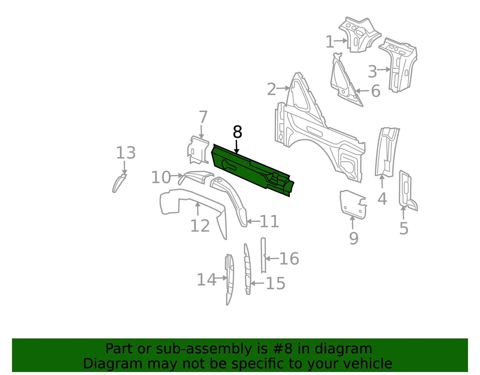 Inner Quarter Reinforced - GM (15039758) - view 2