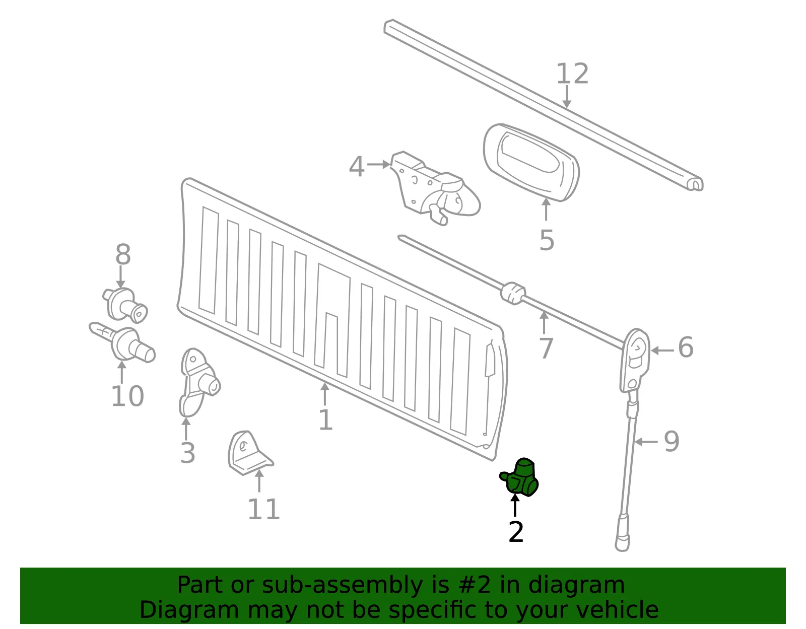 Passenger Side Inner Tailgate Hinge - GM (15074252) - view 4
