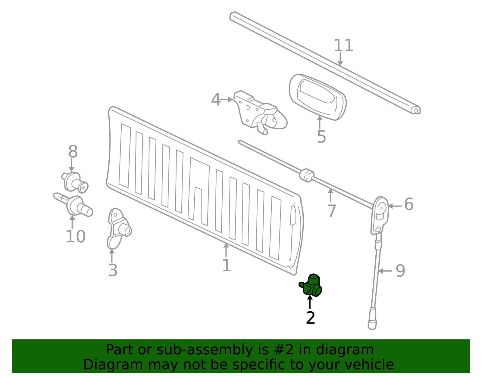 Driver Side Inner Tailgate Hinge - ACDelco (15074253) - view 2
