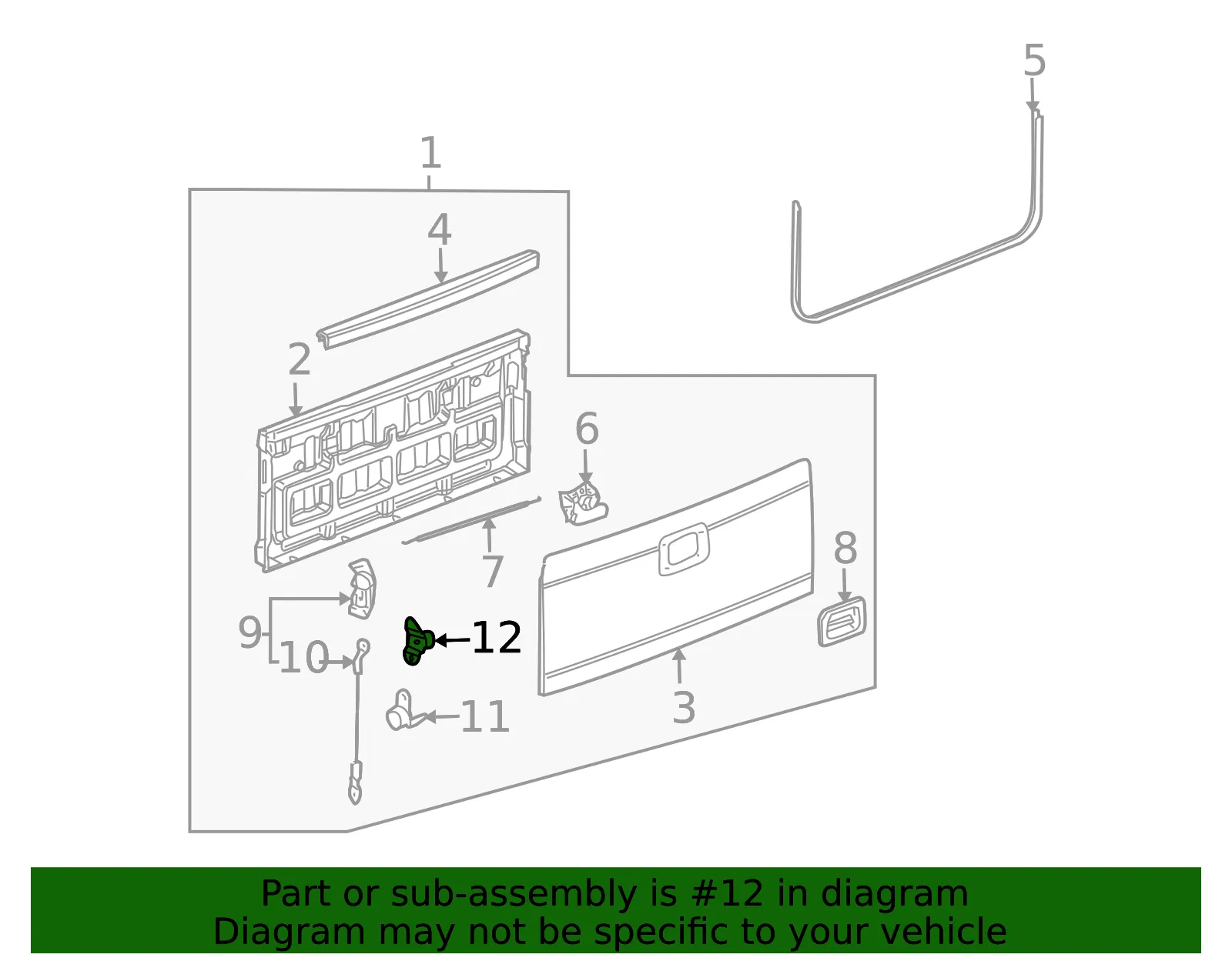 Driver Side Tailgate Hinge - GM (15078745) - view 4