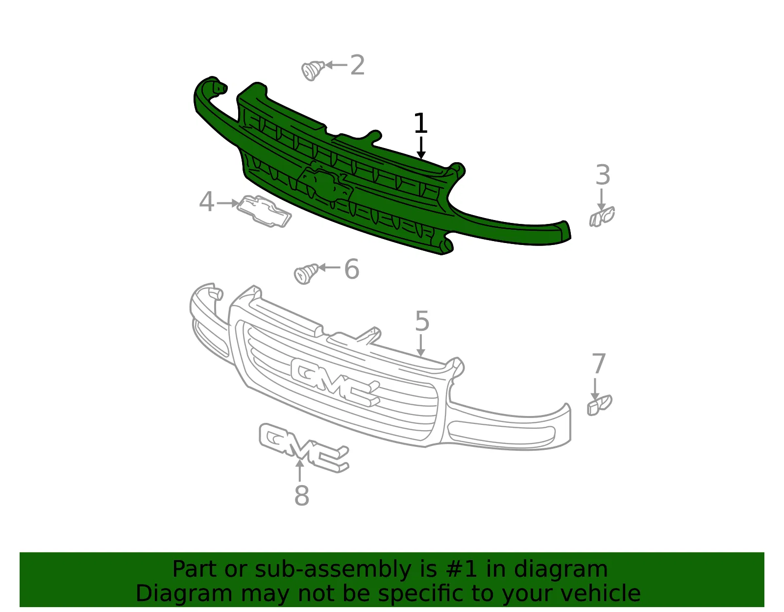 Front Grille - GM (15088290) - view 3