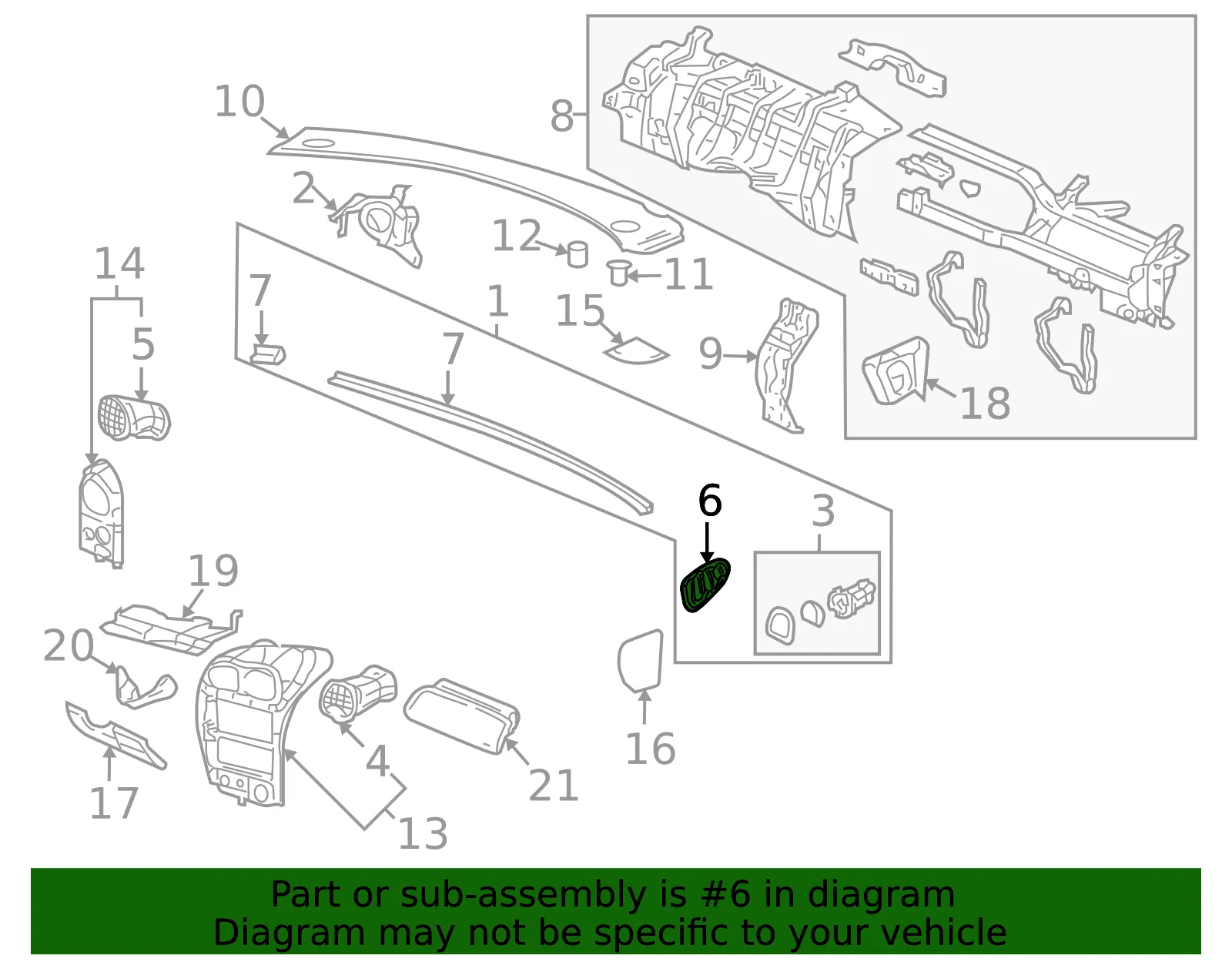 Grille Side Window Defg Otlt *G - GM (15147785) - view 2