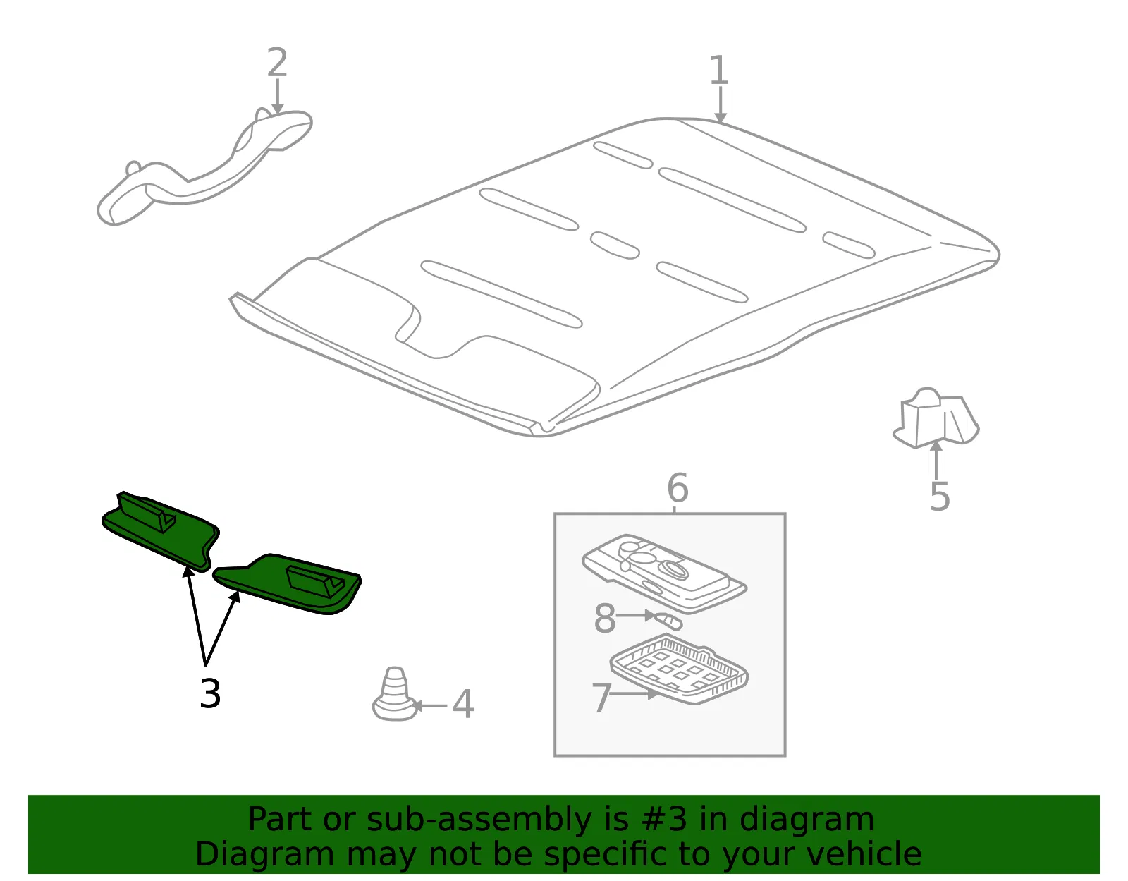 Sunshade Assembly *Pewter R - GM (15269596) - view 2