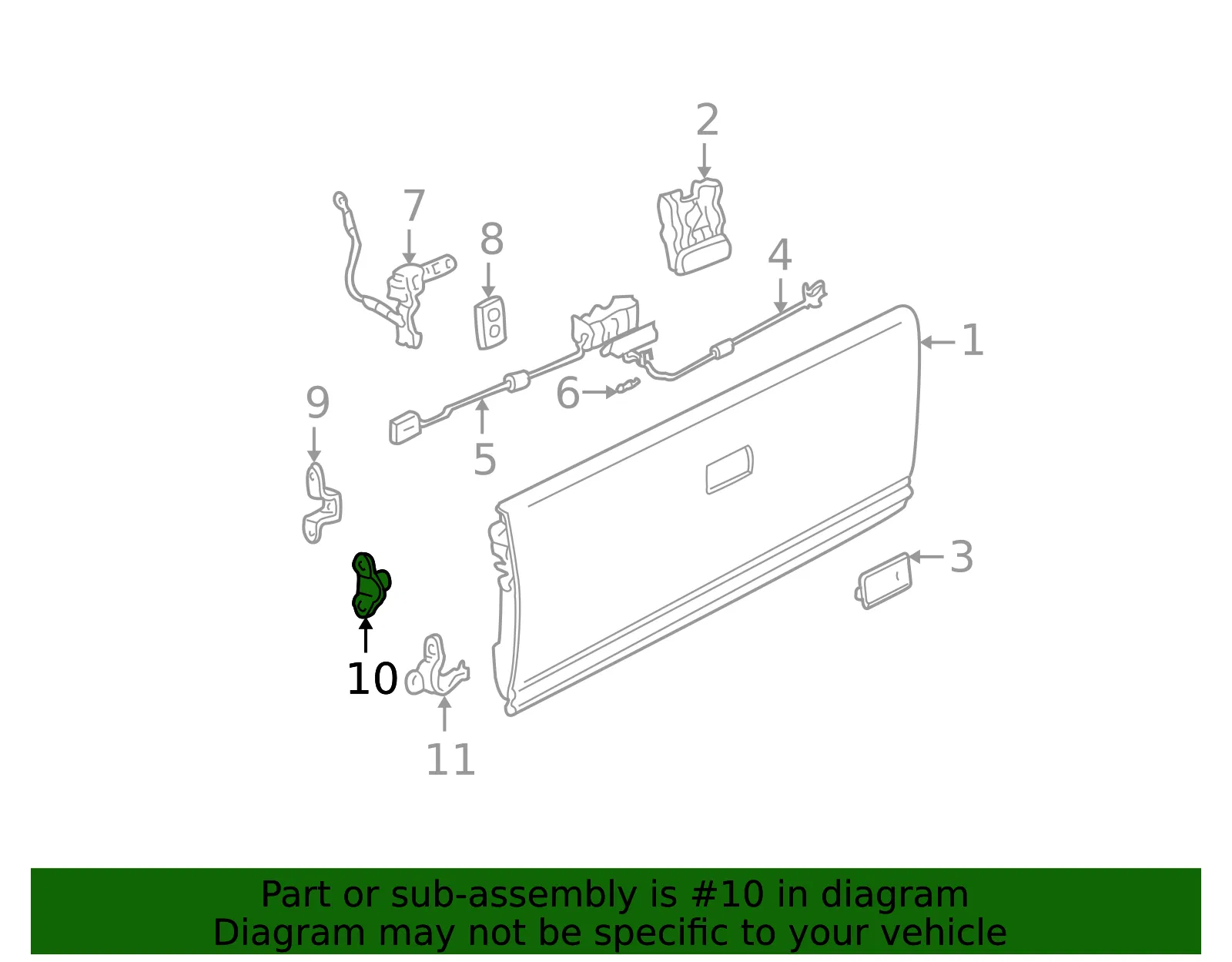 Driver Side Outer Tailgate Hinge - GM (15660003) - view 4