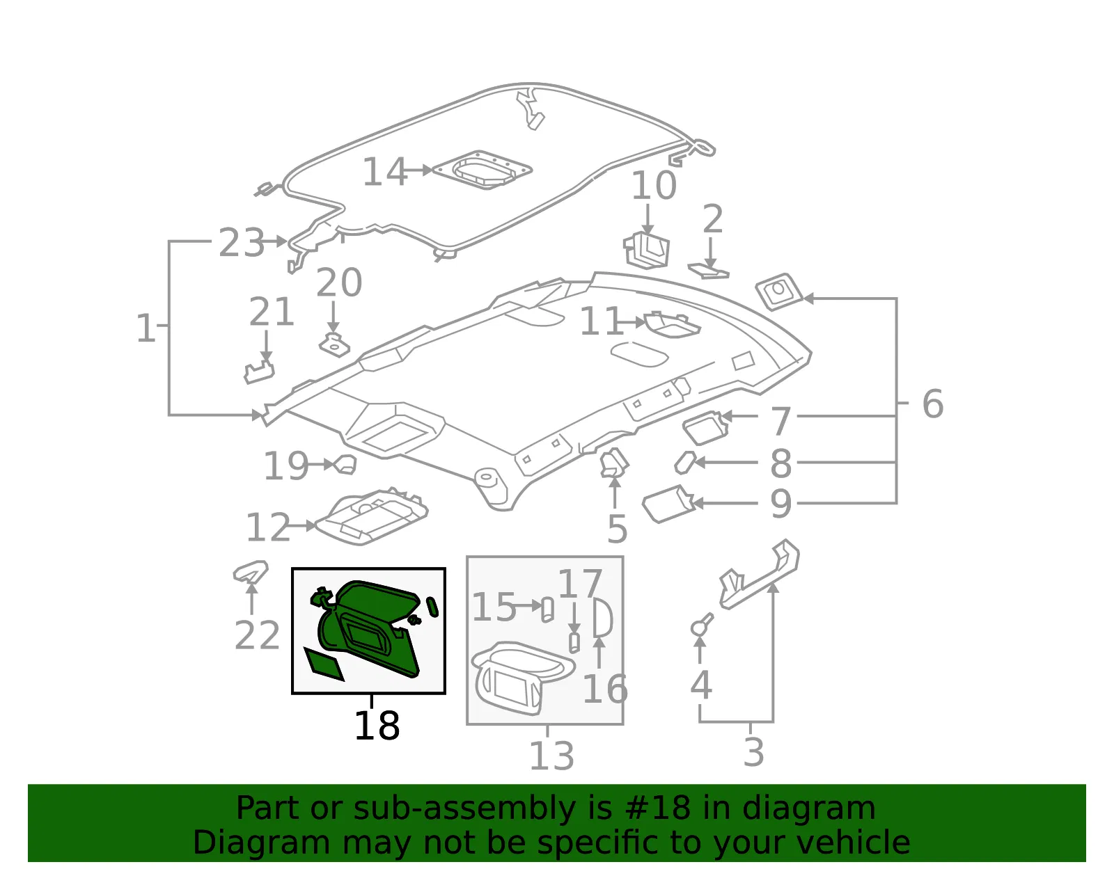 Sunshade Assembly *Lt Ttnum - GM (15786331) - view 2