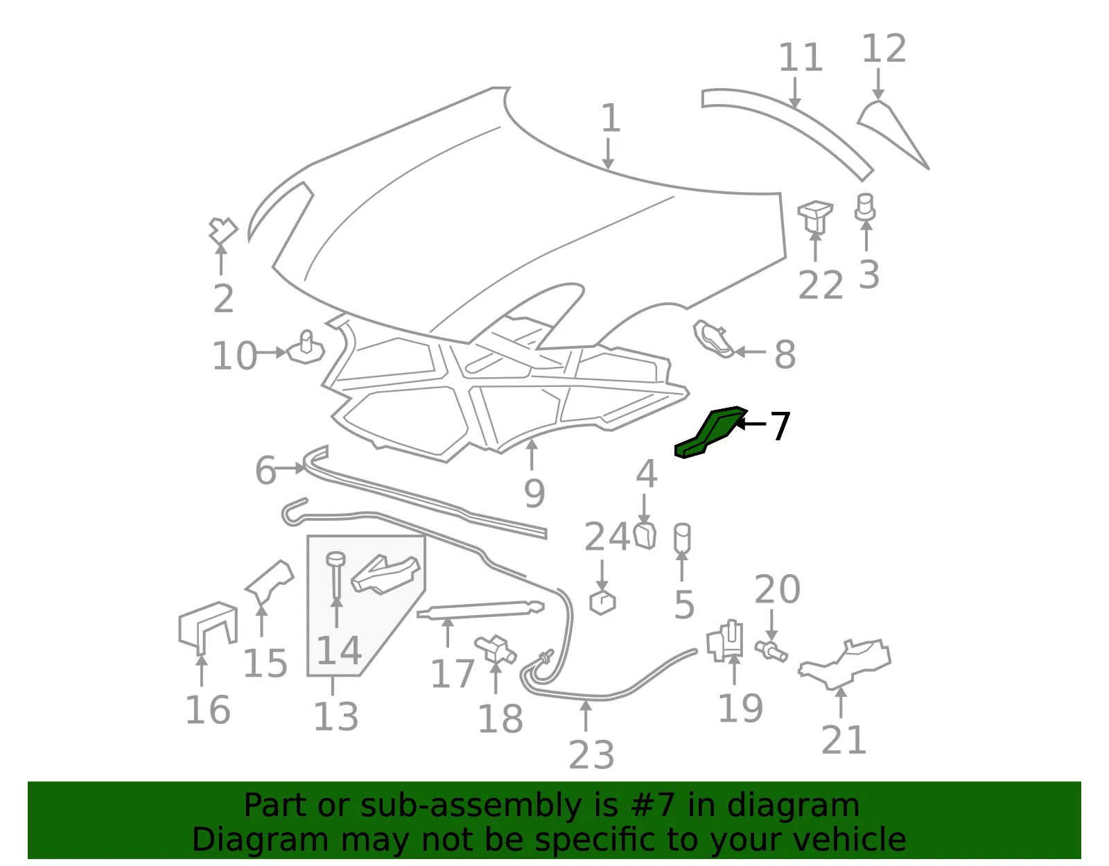 Seal Hood Rear Outer - GM (15864414) - view 2