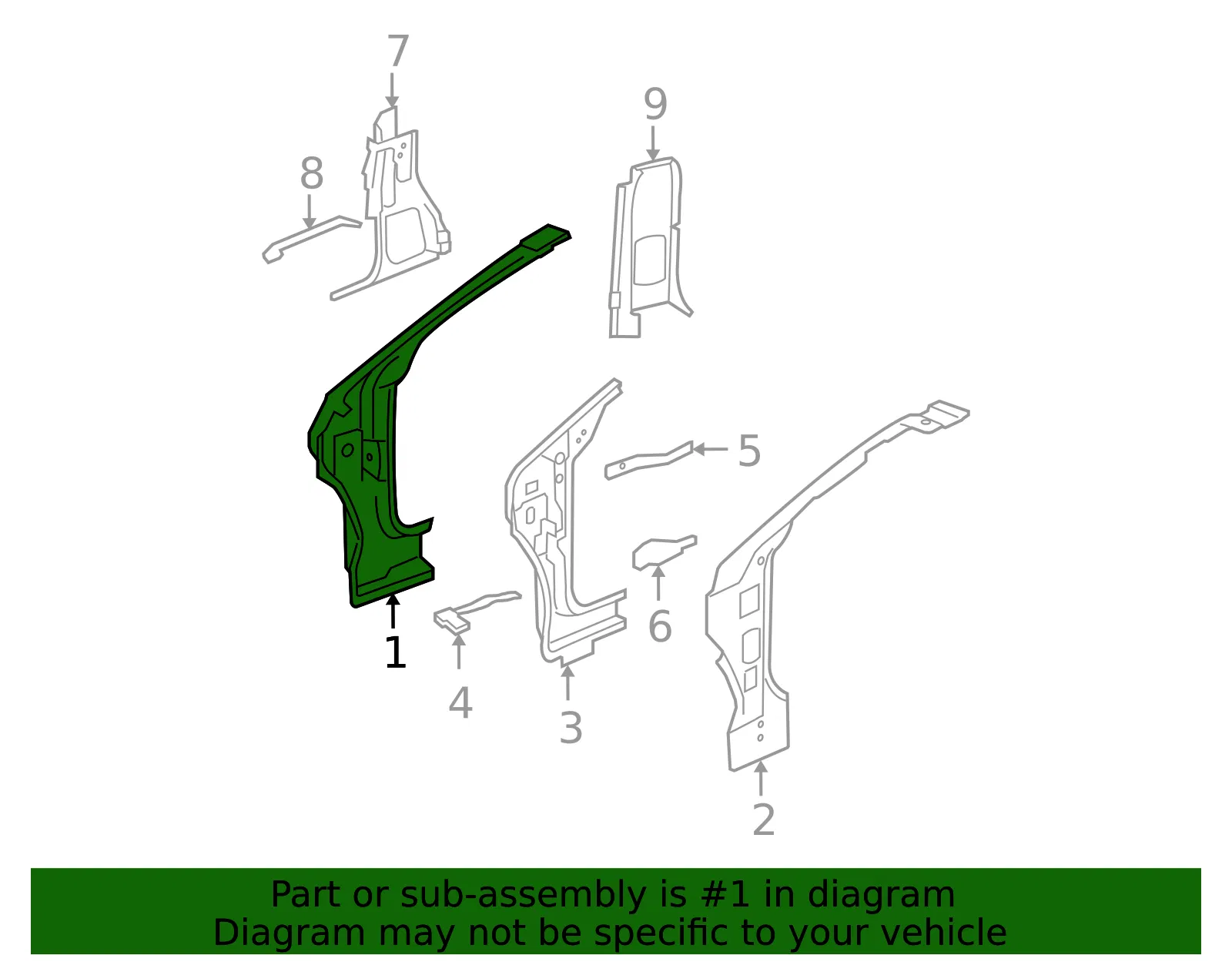 Outer Hinge Pillar - GM (15925414) - view 2