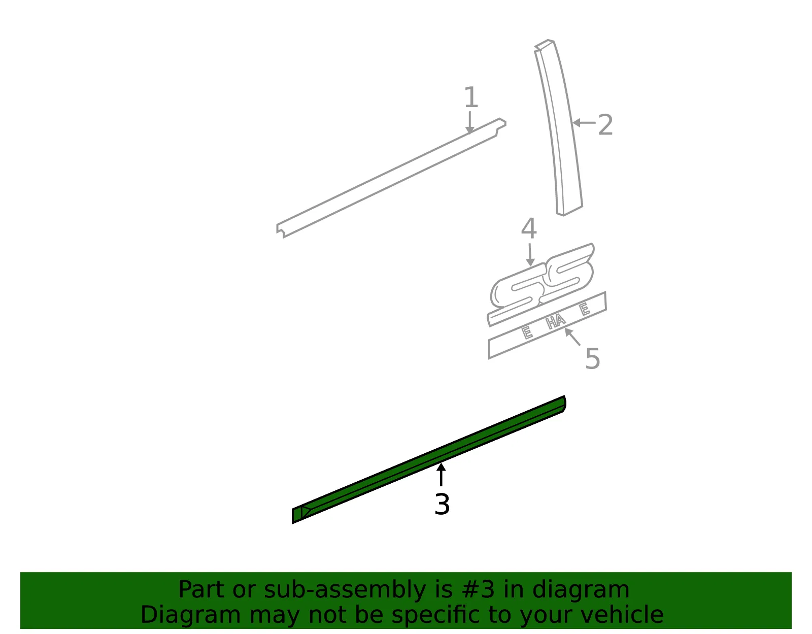 Molding Assembly Front S D Center *B - GM (15942673) - view 2