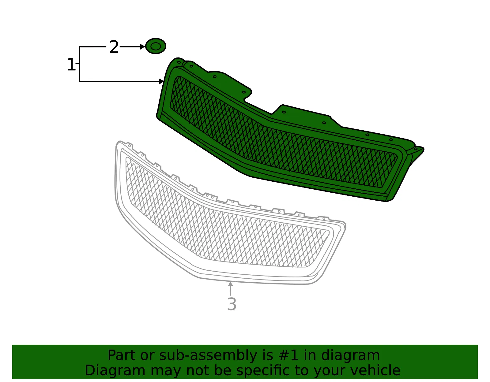 Front Upper Grille - GM (15944625) - view 3