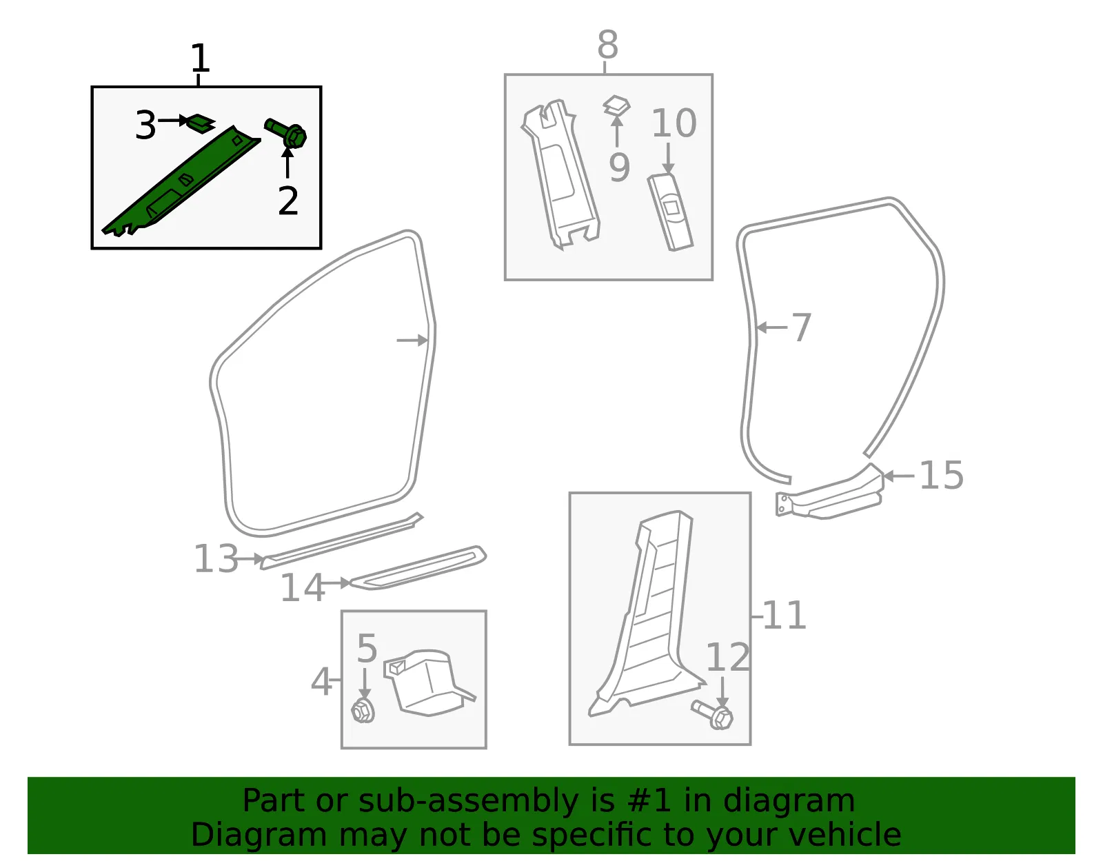 Molding Windshield Side Garn *Gray - GM (19184758) - view 2