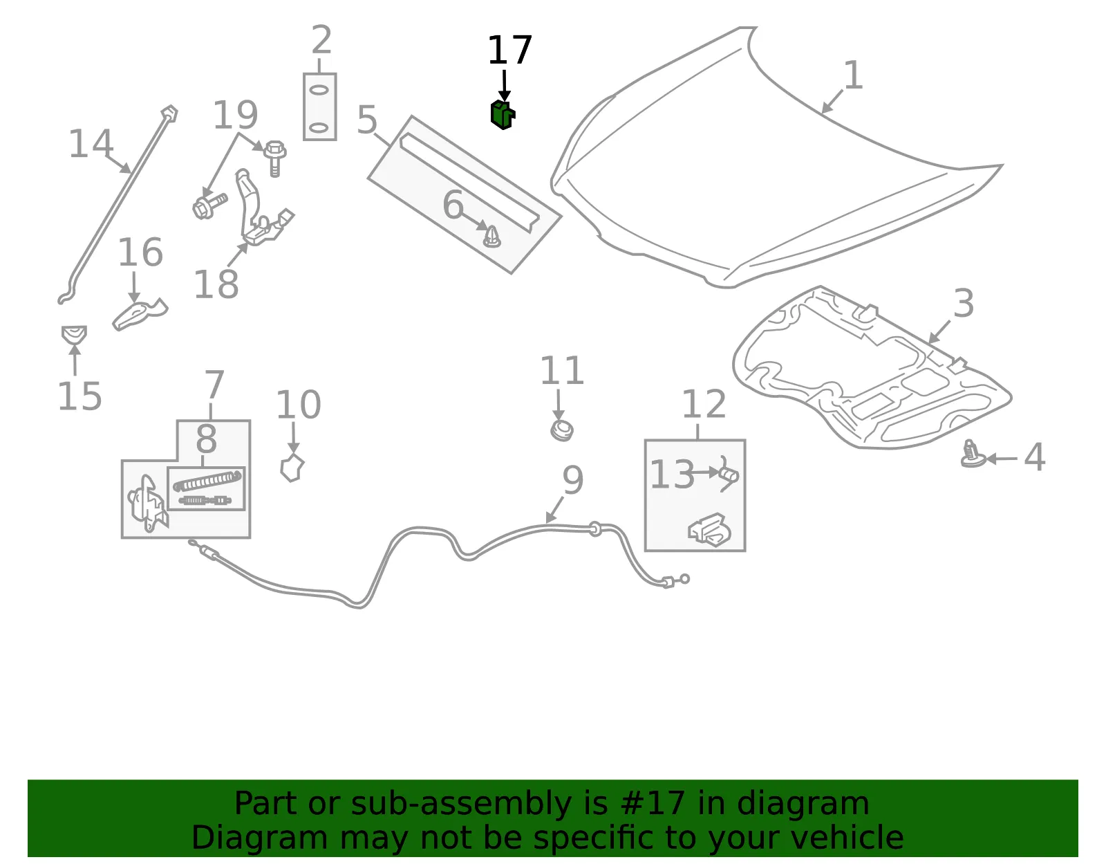 Retainer Hood Hold Open Ro - GM (19204823) - view 2