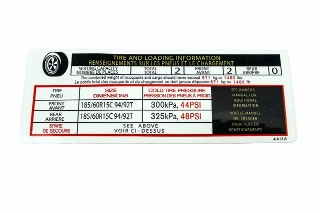 Tire and Wheel Information Label - GM (19317636)