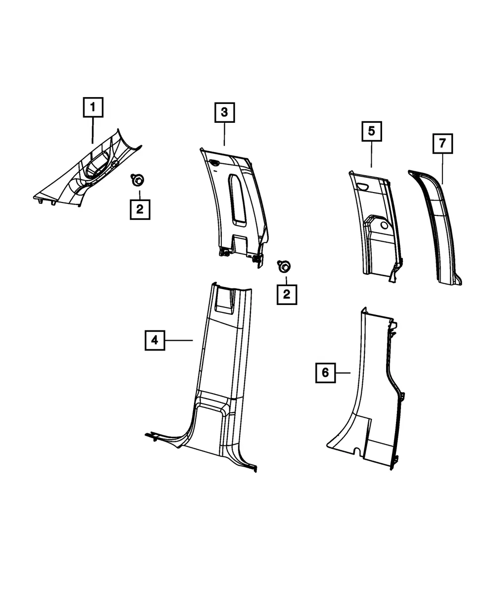 B Pillar Upper Trim Panel, Left - Mopar (1kb83bd1ac) - view 4