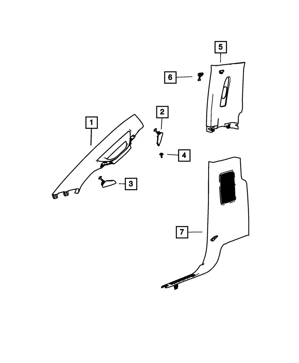 B Pillar Upper Trim Panel, Left - Mopar (1kq85hl1aa) - view 4