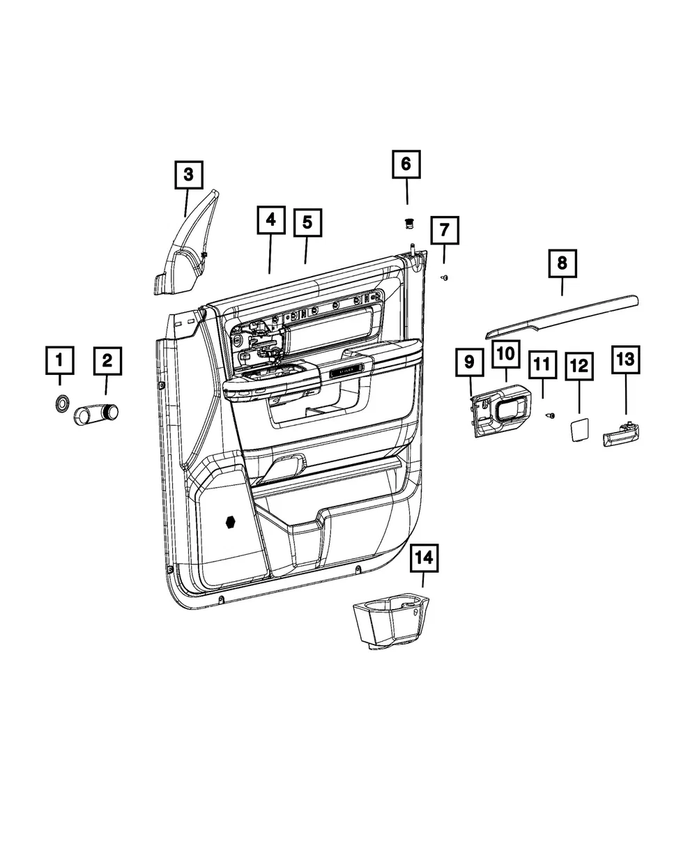 Front Door Trim Panel, Left - Mopar (1vy451a8ag)