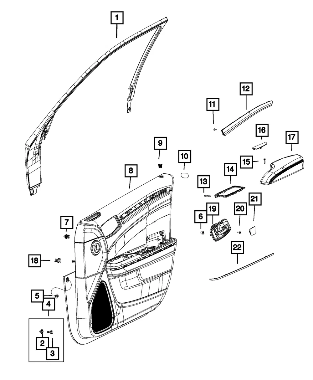 Front Door Trim Armrest, Left - Mopar (1wk37aaaab)