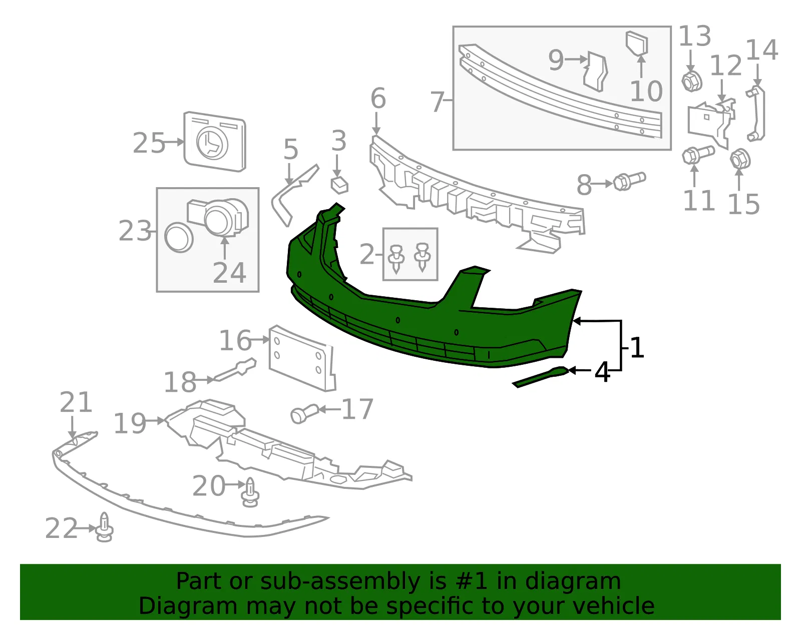 Front Upper Bumper Cover - GM (20823613) - view 3