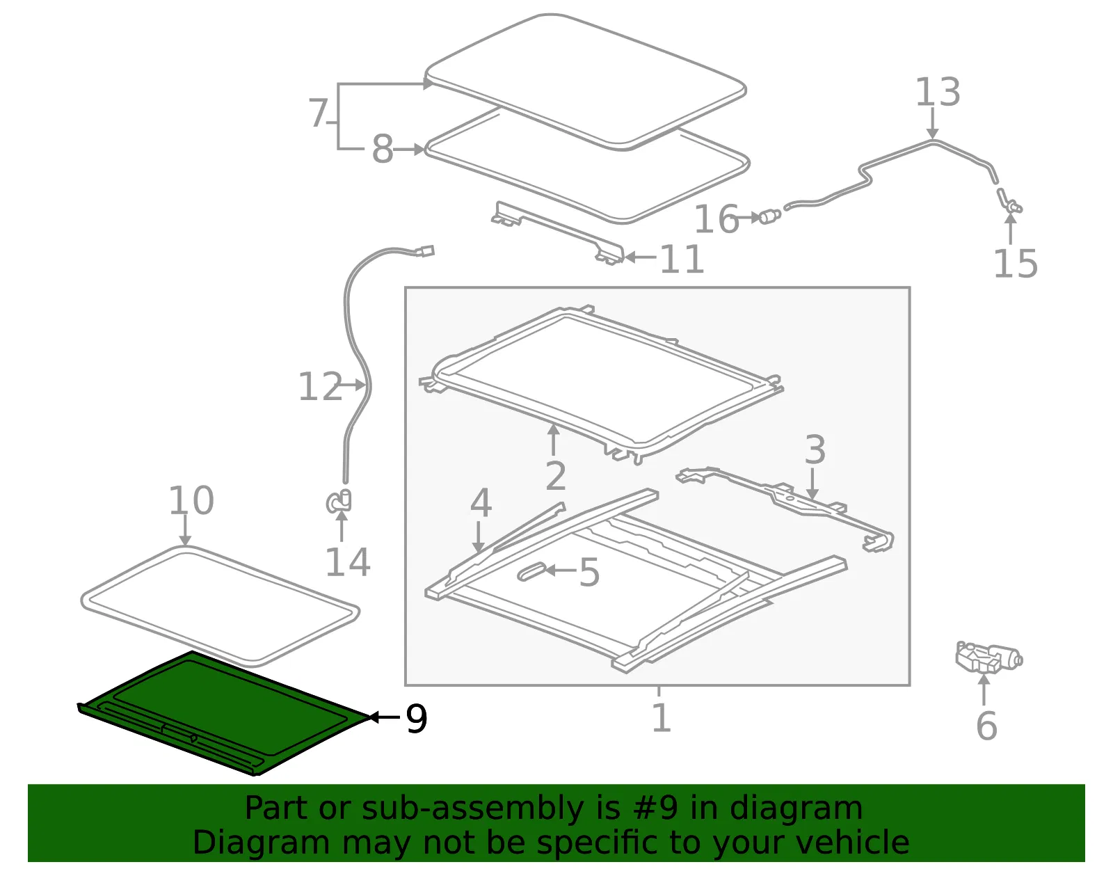 Sunshade Assembly Sun Rf Rear E E - GM (20830527) - view 2