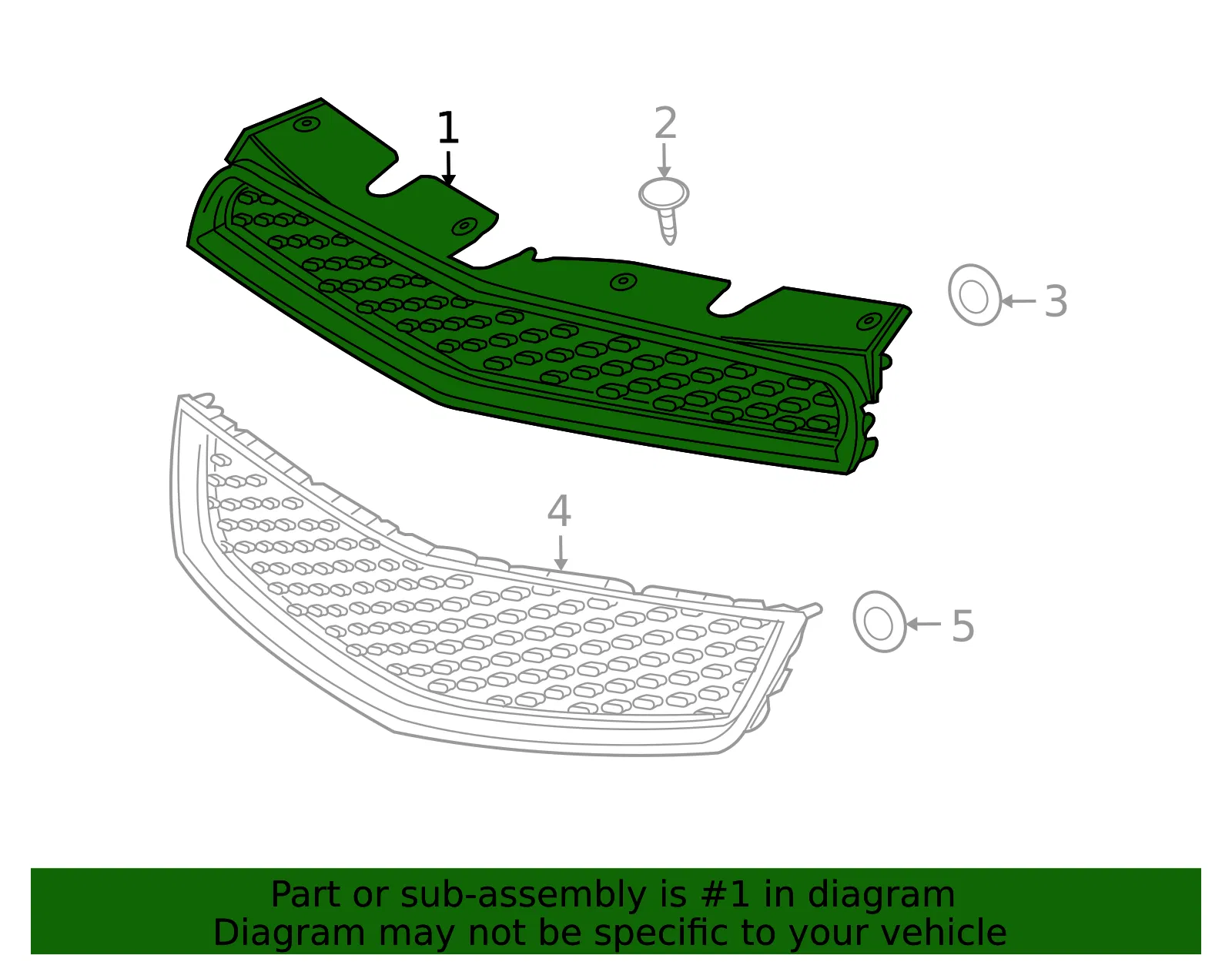 Front Upper Grille - GM (20882352) - view 4
