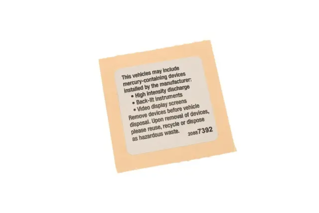 Mercury Disposal Information Label - GM (20887392)