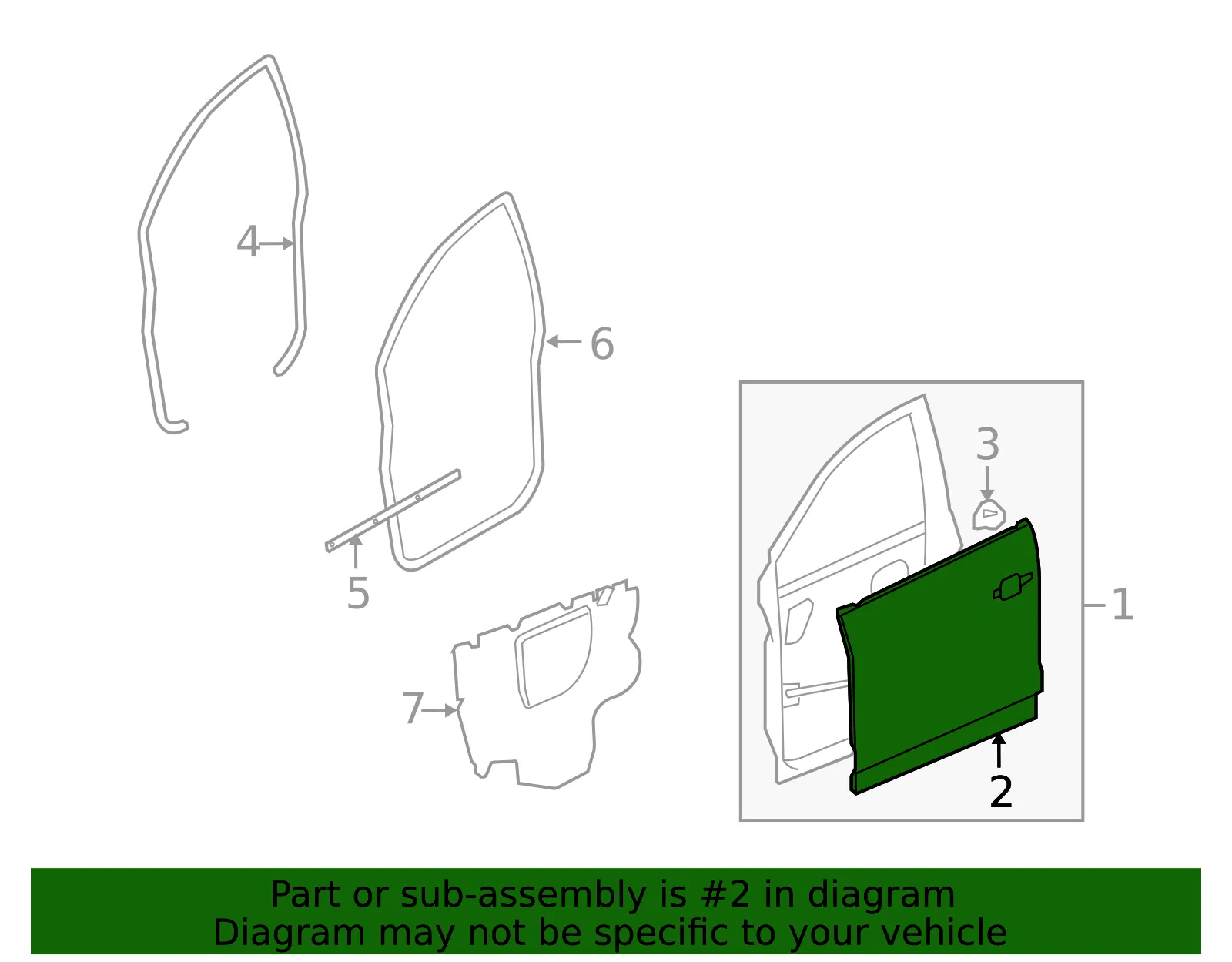 Driver Side Front Door Outer Panel - GM (20890822) - view 3