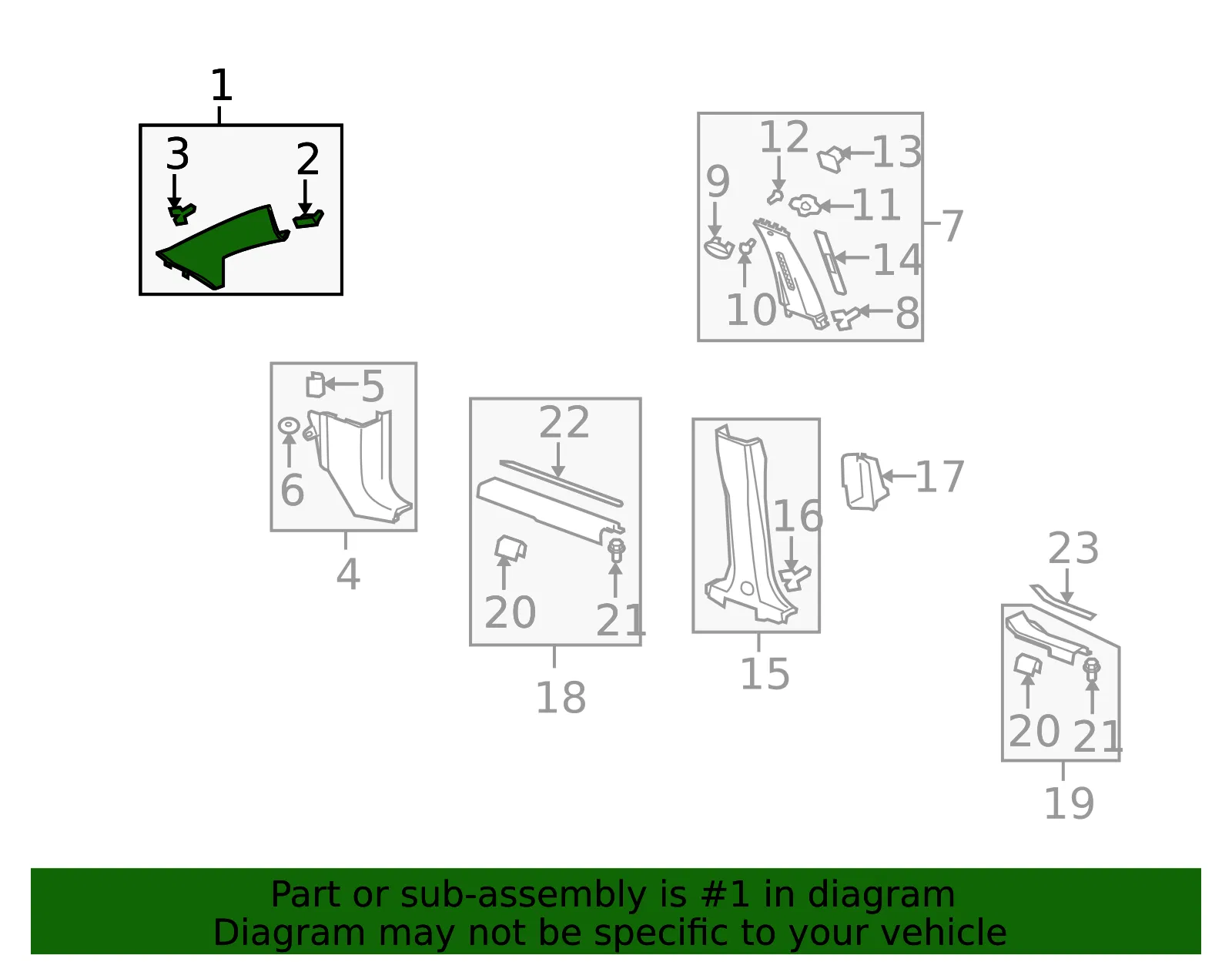 Molding Windshield Garn - GM (20890866) - view 2