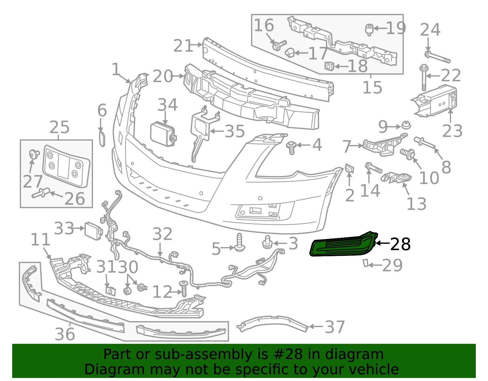 Front Driver Side Lower Bumper Insert - GM (20901630) - view 4