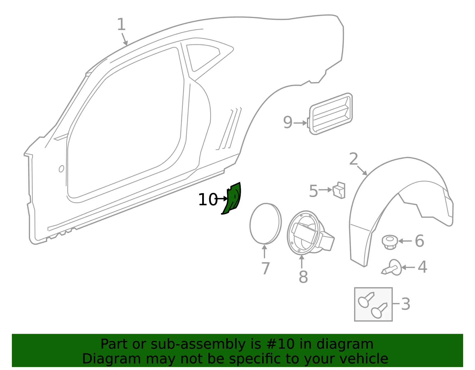 Driver Side Quarter Outer Panel Protector - GM (20951963) - view 4