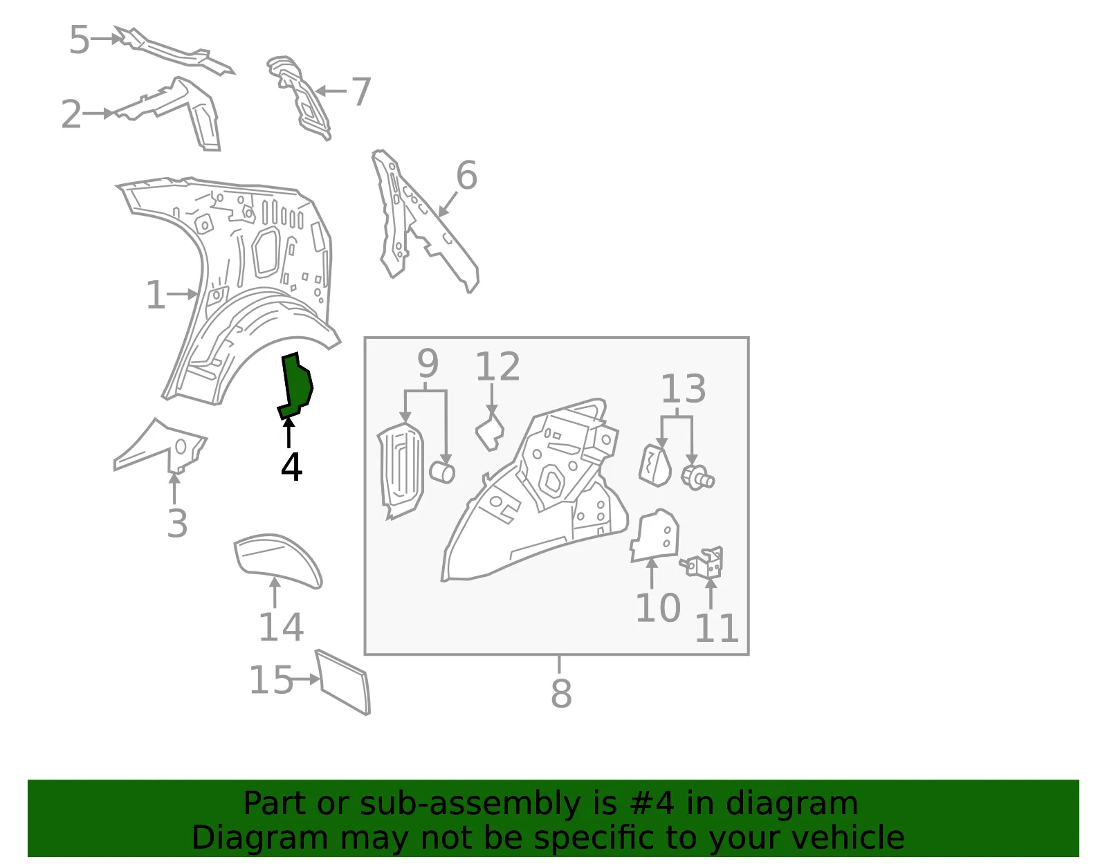 Driver Side Quarter Inner Panel Extension - GM (20996690) - view 4