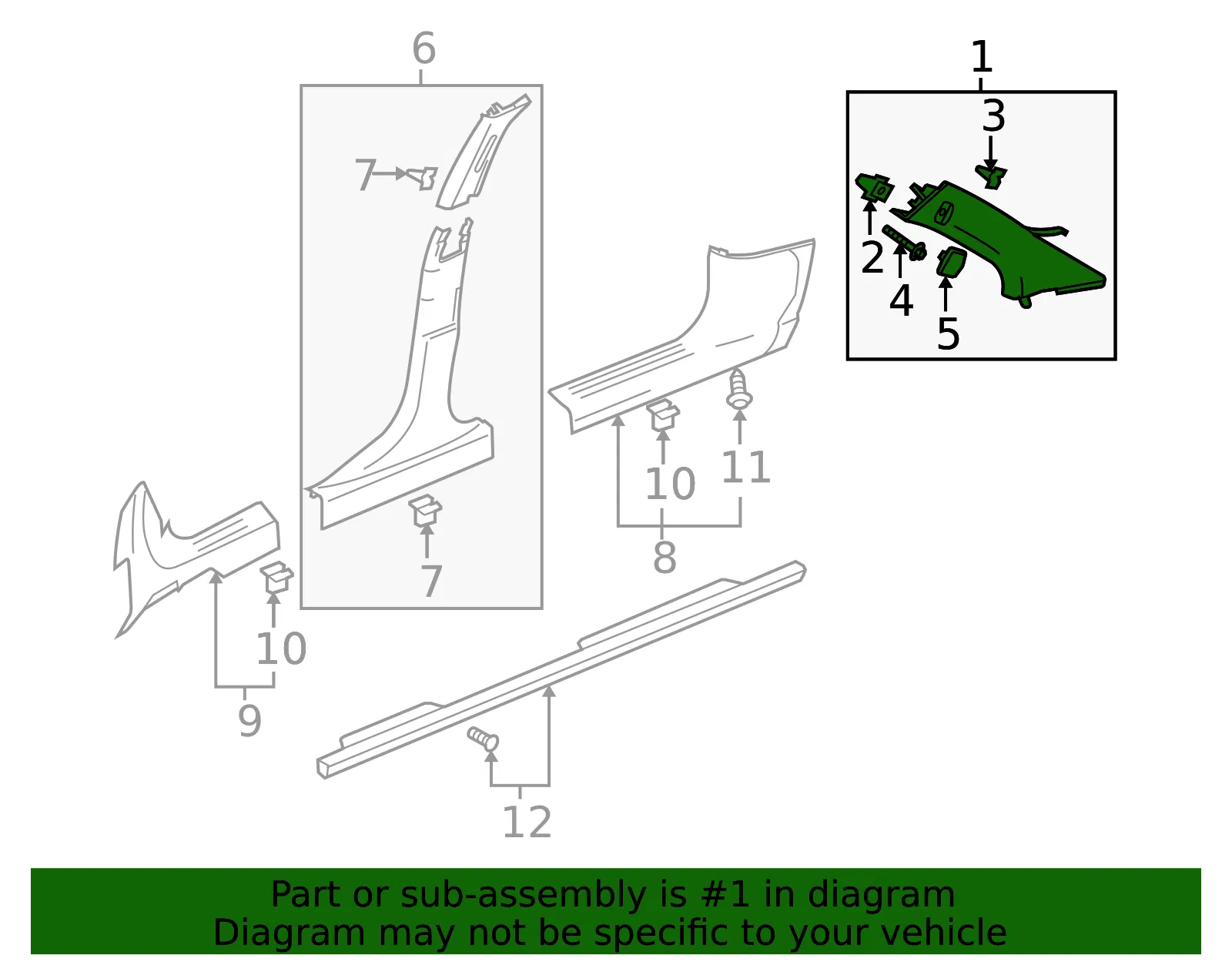 Molding Assembly Windshield Side Upper Gar - GM (21993337) - view 2