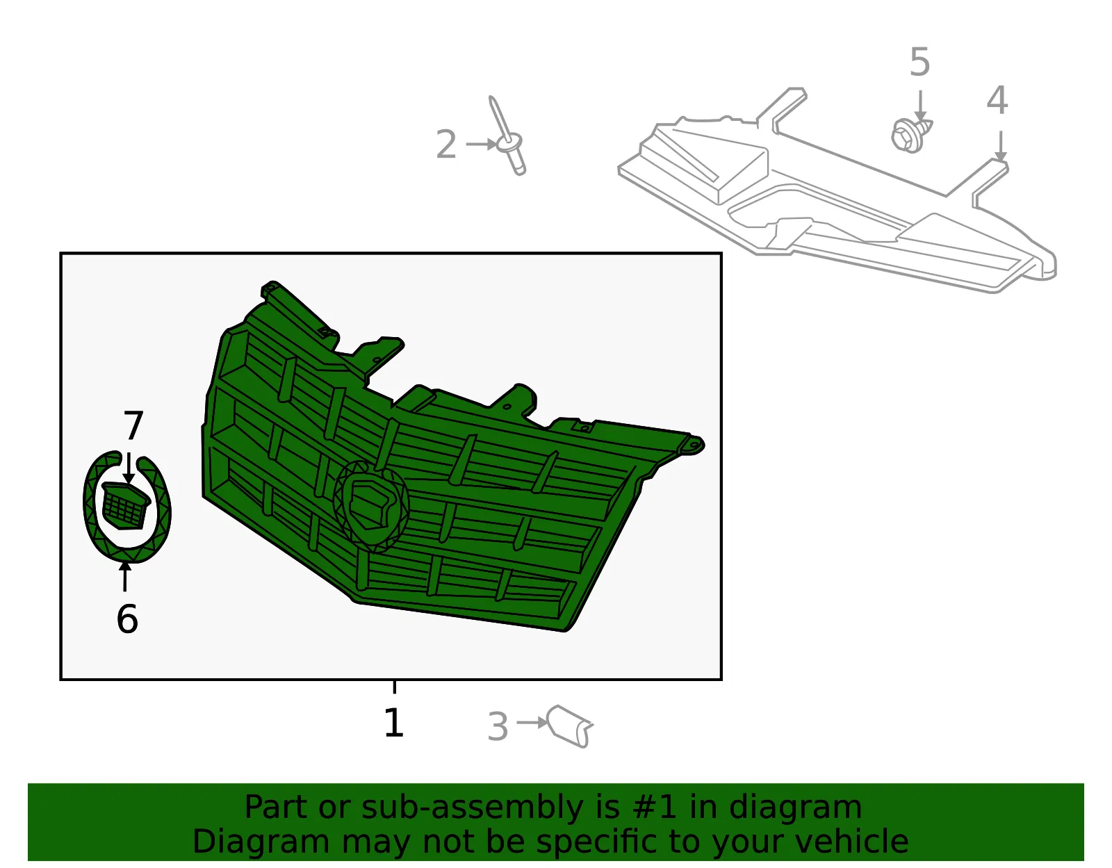 Grille, Servicable Component - GM (22738260) - view 4