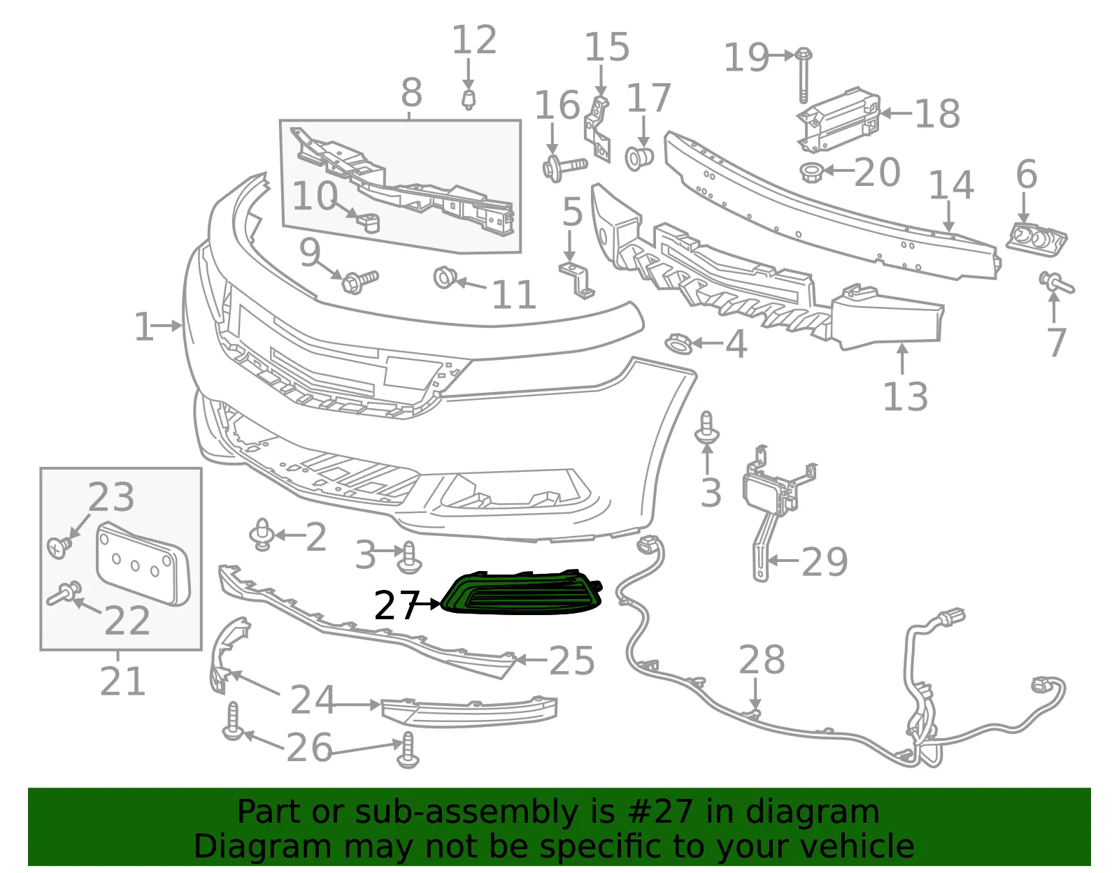Front Driver Side Lower Bumper Insert - GM (22738853) - view 4