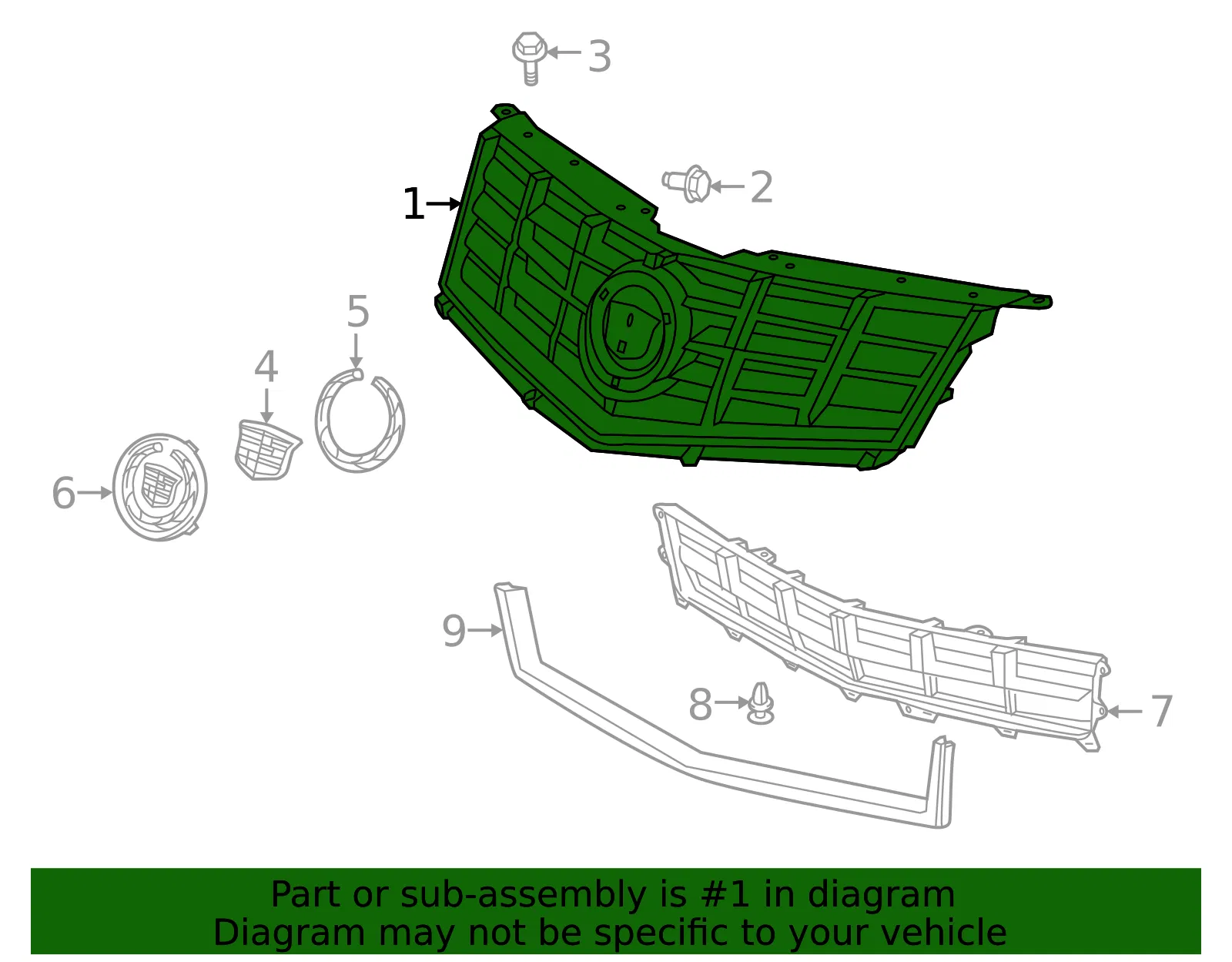 Front Upper Grille - GM (22738992) - view 4