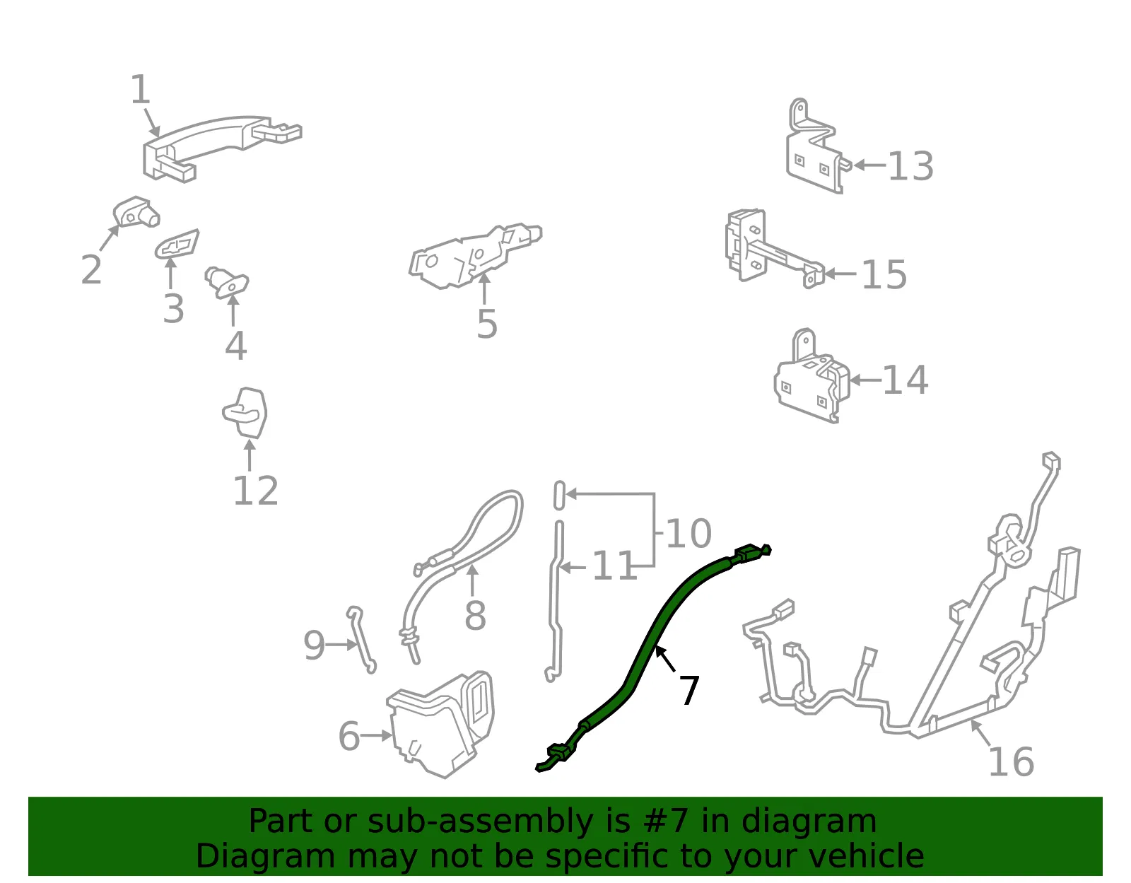 Front Side Door Inside Handle Cable - GM (22744489) - view 4