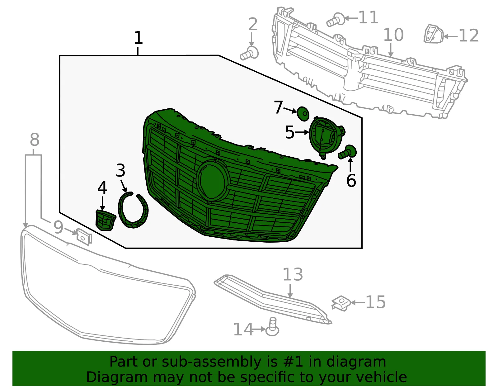 Front Upper Grille - GM (22753187) - view 5