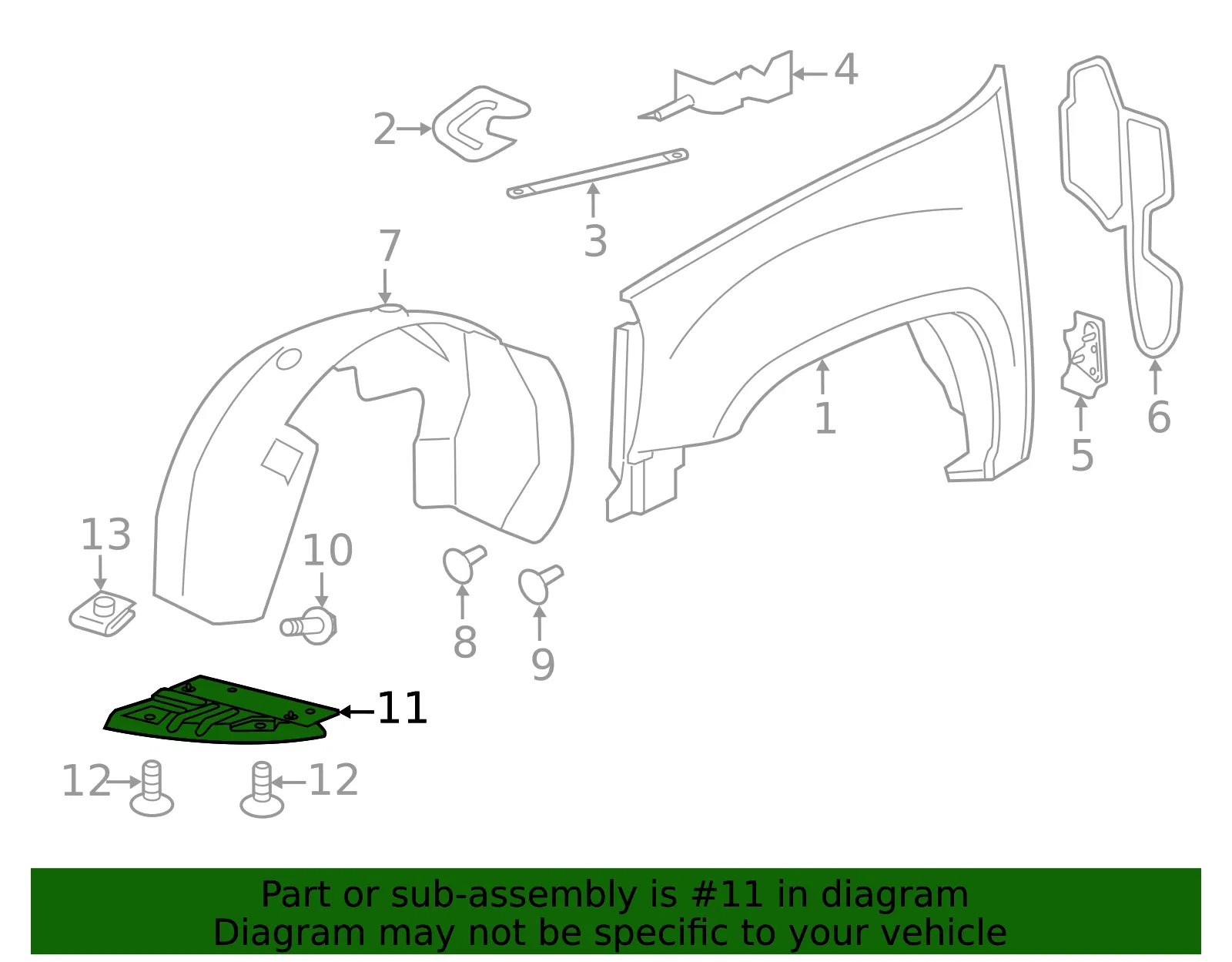 Driver Side Engine Front Lower Splash Shield - GM (22782945) - view 4